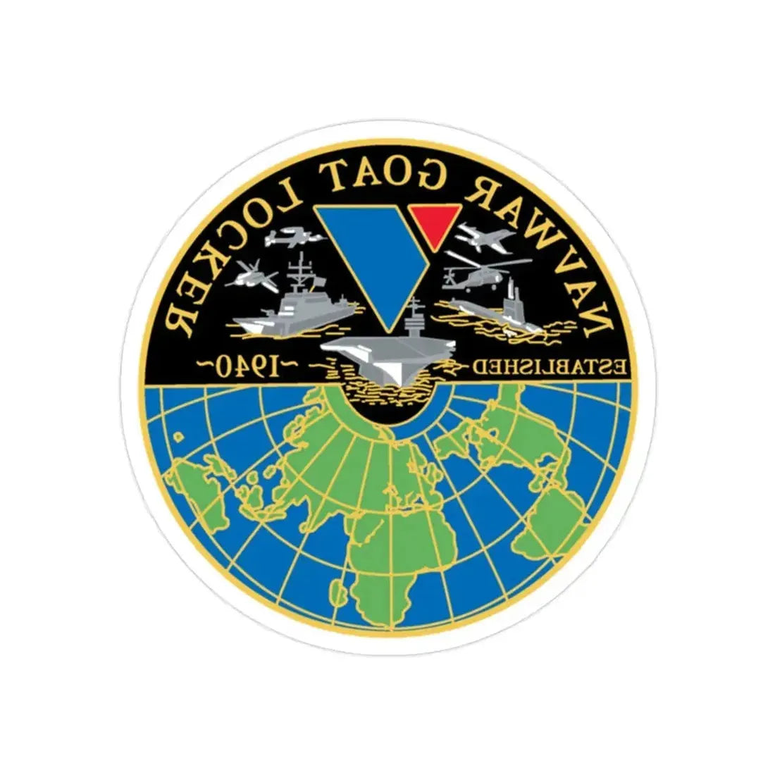 NAVWAR Goat Locker (U.S. Navy) REVERSE PRINT Transparent Die-Cut STICKER 2 Inch Die-Cut Transparent - The Sticker Space