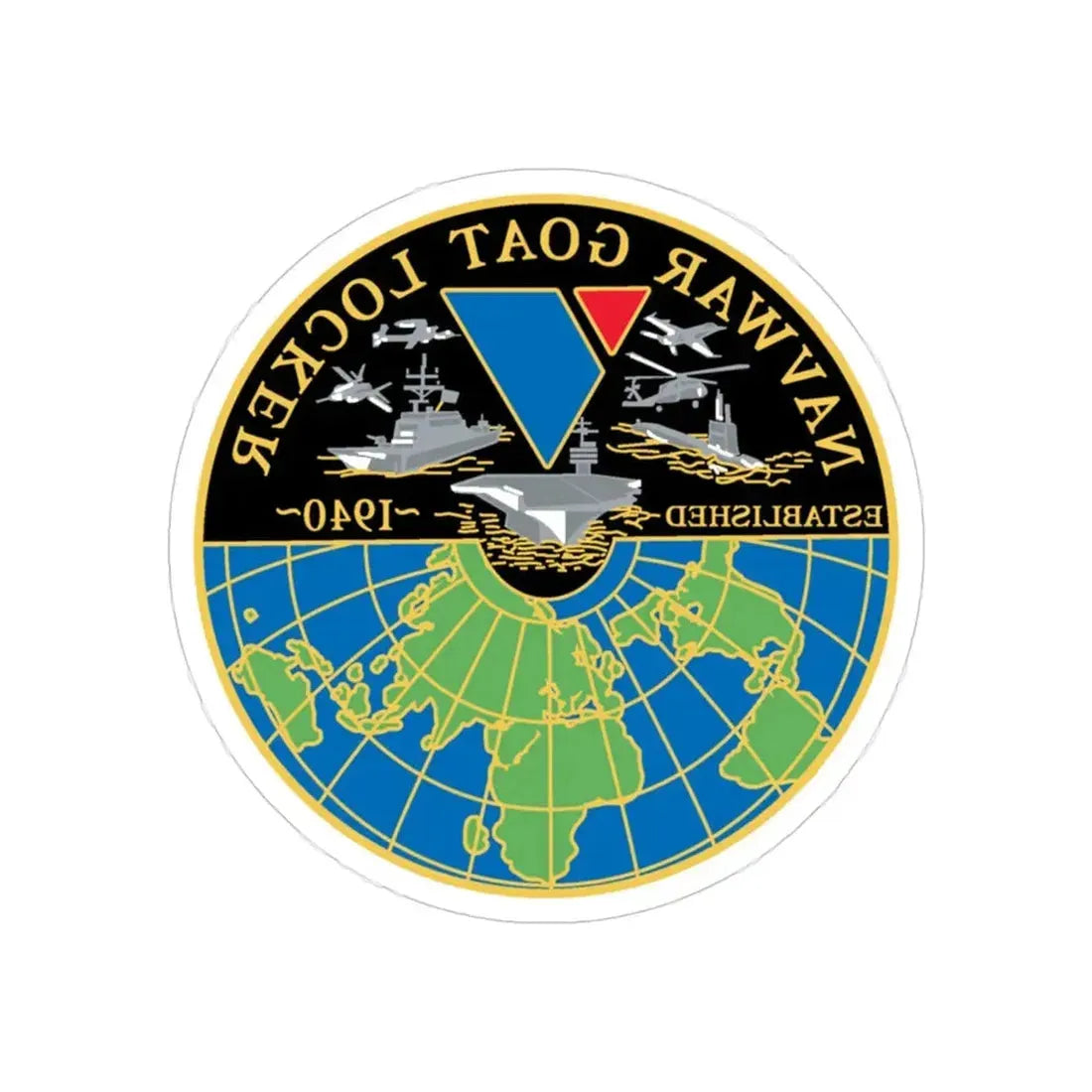 NAVWAR Goat Locker (U.S. Navy) REVERSE PRINT Transparent Die-Cut STICKER 4 Inch Die-Cut Transparent - The Sticker Space