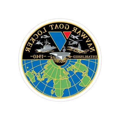 NAVWAR Goat Locker (U.S. Navy) REVERSE PRINT Transparent Die-Cut STICKER 4 Inch Die-Cut Transparent - The Sticker Space