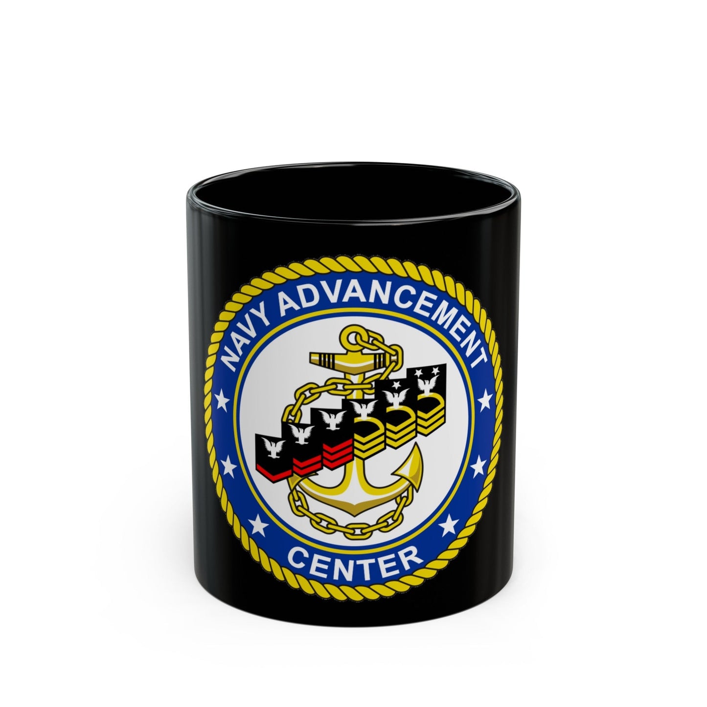 Navy Advancement Center NAC (U.S. Navy) Black Coffee Mug-11oz-The Sticker Space