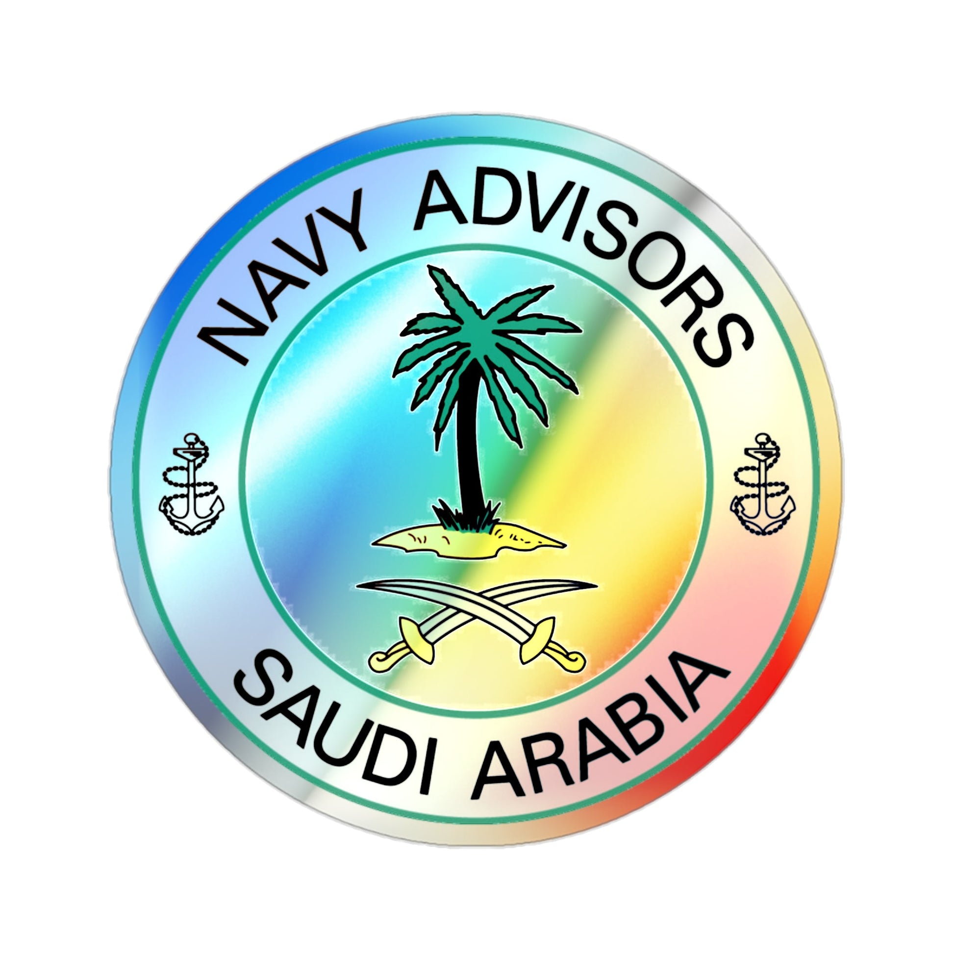 Navy Advisors Saudi Arabia (U.S. Navy) Holographic STICKER Die-Cut Vinyl Decal-2 Inch-The Sticker Space