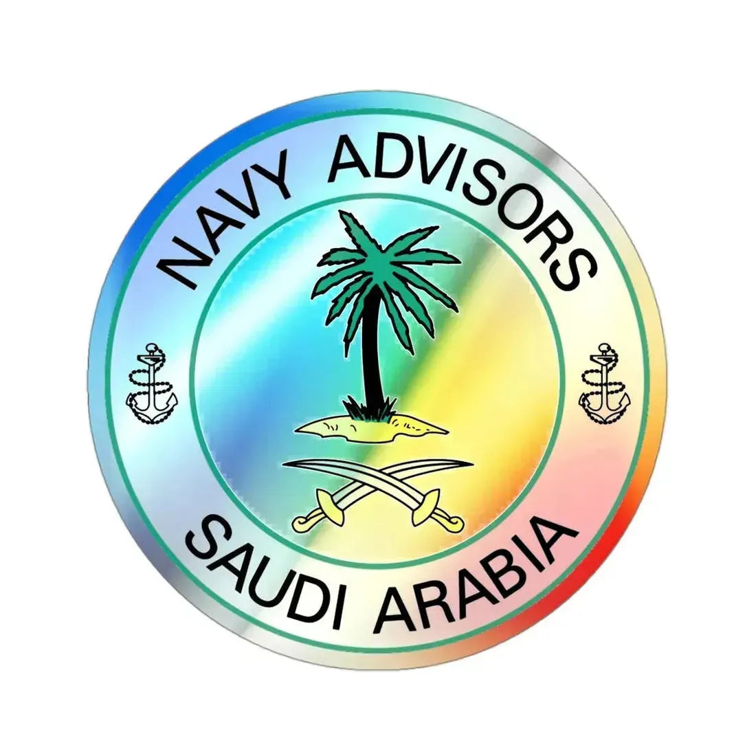 Navy Advisors Saudi Arabia (U.S. Navy) Holographic STICKER Die-Cut Vinyl Decal 3 Inch Holographic - The Sticker Space