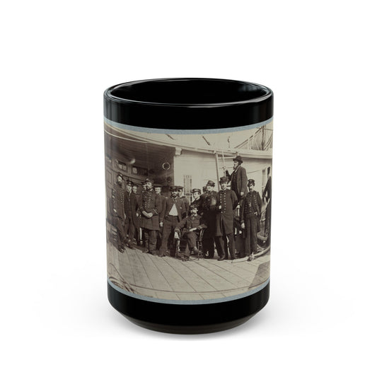 Navy Crewmen On The Deck Of A Ship (U.S. Civil War) Black Coffee Mug-15oz-The Sticker Space