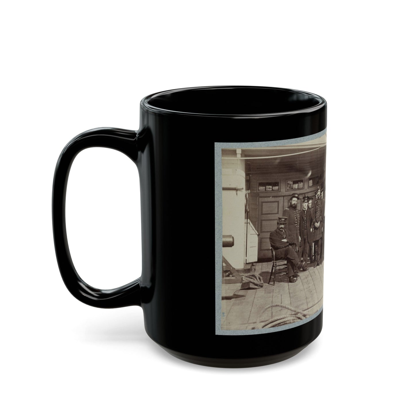 Navy Crewmen On The Deck Of A Ship (U.S. Civil War) Black Coffee Mug-The Sticker Space