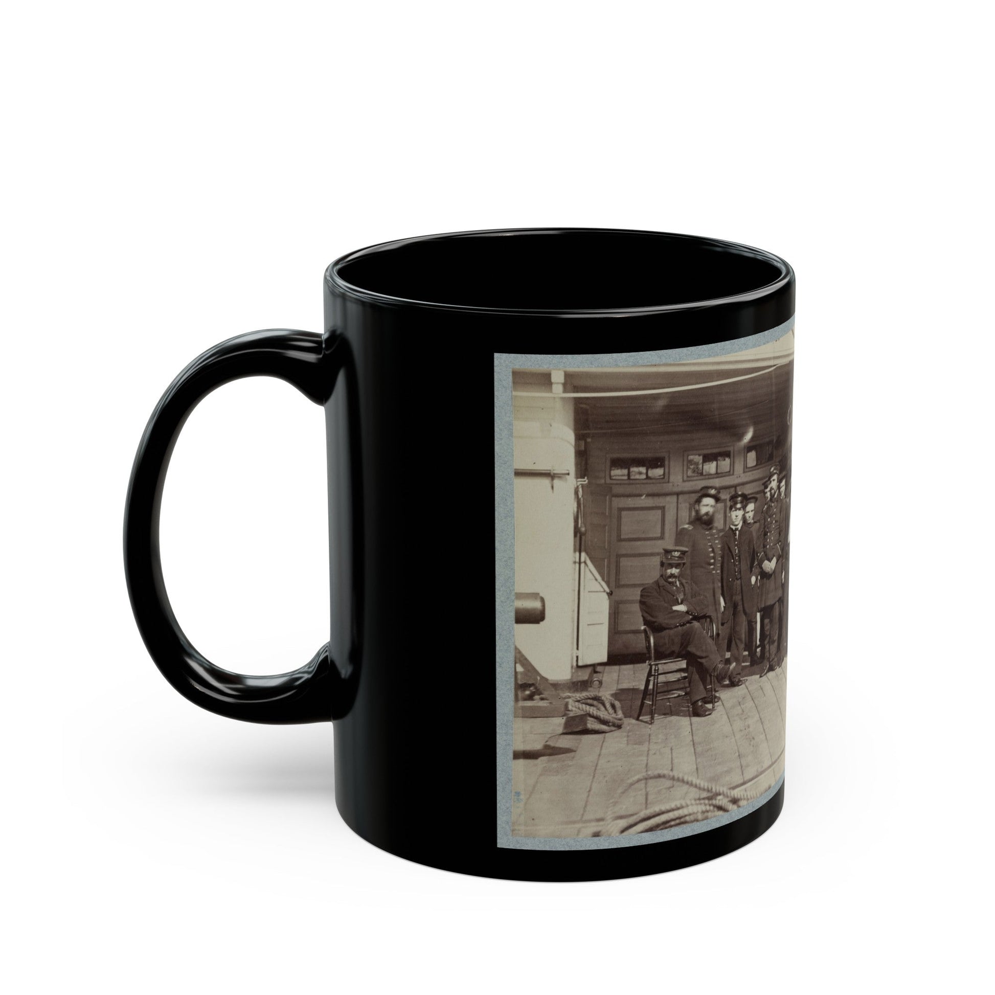 Navy Crewmen On The Deck Of A Ship (U.S. Civil War) Black Coffee Mug-The Sticker Space