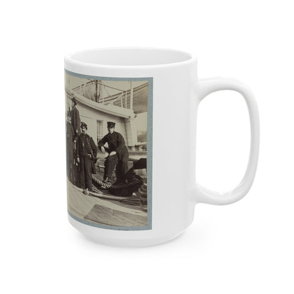 Navy Crewmen On The Deck Of A Ship (U.S. Civil War) White Coffee Mug-The Sticker Space