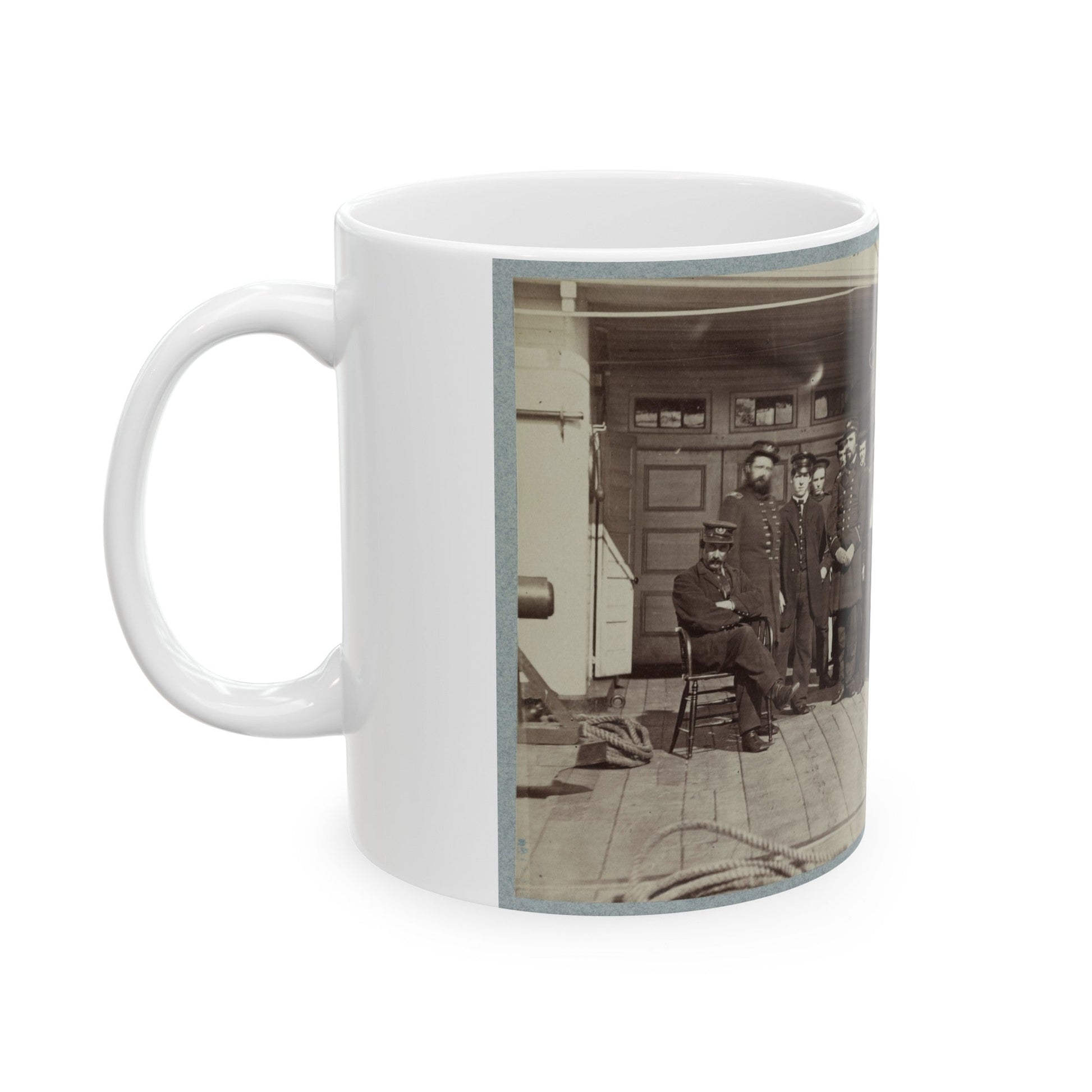 Navy Crewmen On The Deck Of A Ship (U.S. Civil War) White Coffee Mug-The Sticker Space