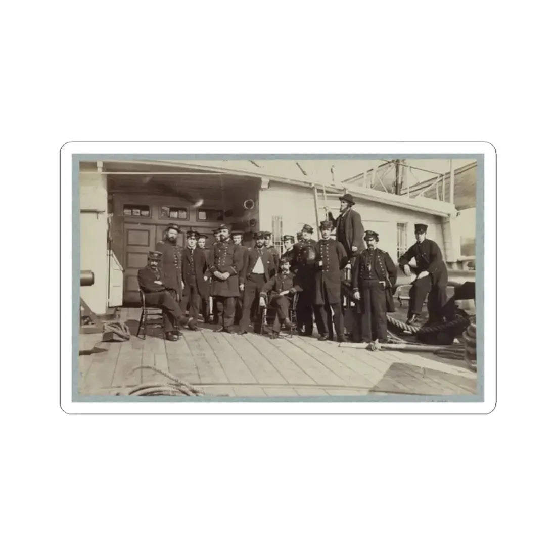 Navy Crewmen on the Deck of a Ship (U.S. Civil War) STICKER Vinyl Kiss-Cut Decal 2 Inch White - The Sticker Space