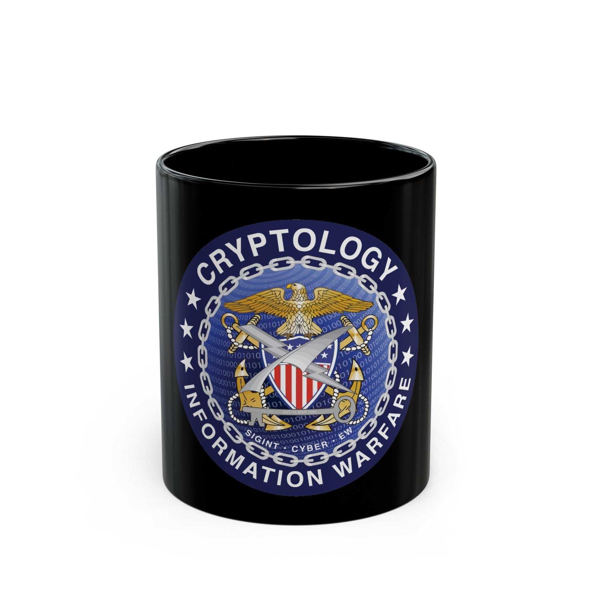 Navy cryptologic community (U.S. Navy) Black Coffee Mug-11oz-The Sticker Space