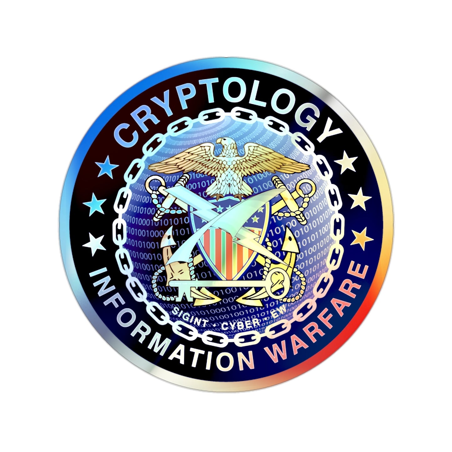 Navy Cryptologic Community (U.S. Navy) Holographic STICKER Die-Cut Vinyl Decal-2 Inch-The Sticker Space