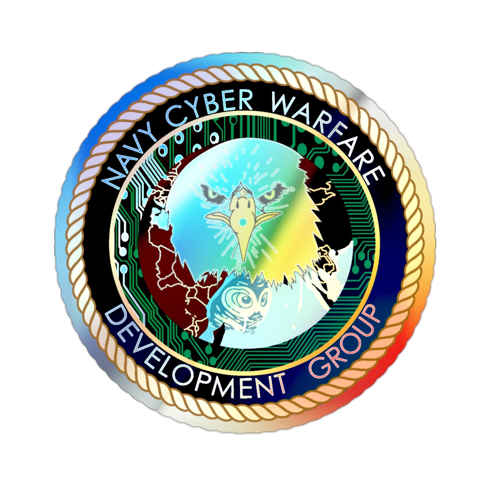 Navy Cyber Warfare Development Group (U.S. Navy) Holographic STICKER Die-Cut Vinyl Decal-2 Inch-The Sticker Space