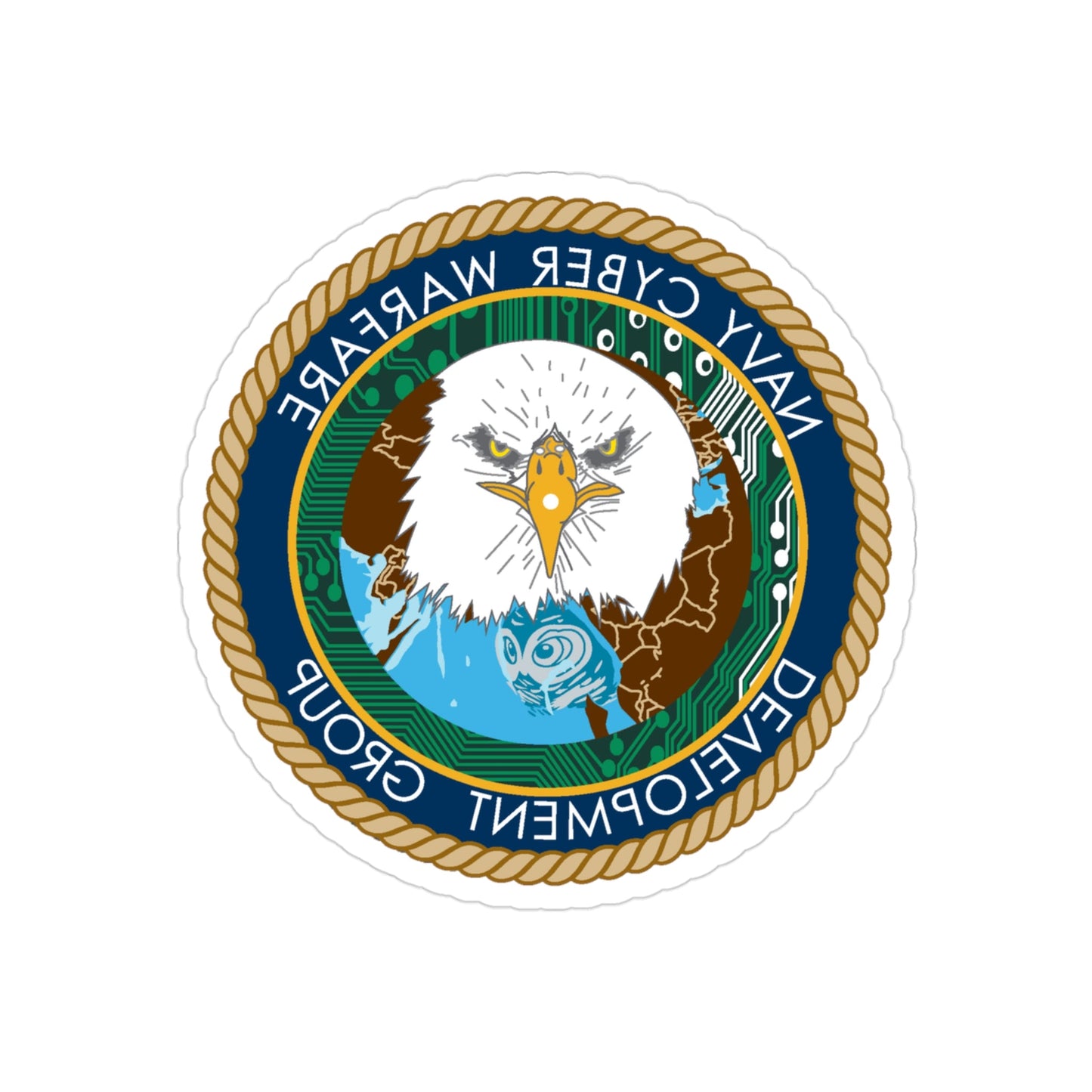 Navy Cyber Warfare Development Group (U.S. Navy) REVERSE PRINT Transparent STICKER-3" × 3"-The Sticker Space