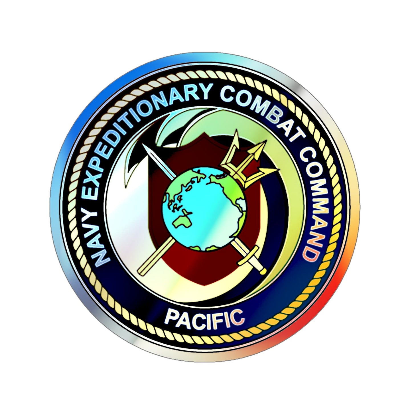 Navy Expeditionary Combat Command Pacific NECC Pacific (U.S. Navy) Holographic STICKER Die-Cut Vinyl Decal-5 Inch-The Sticker Space