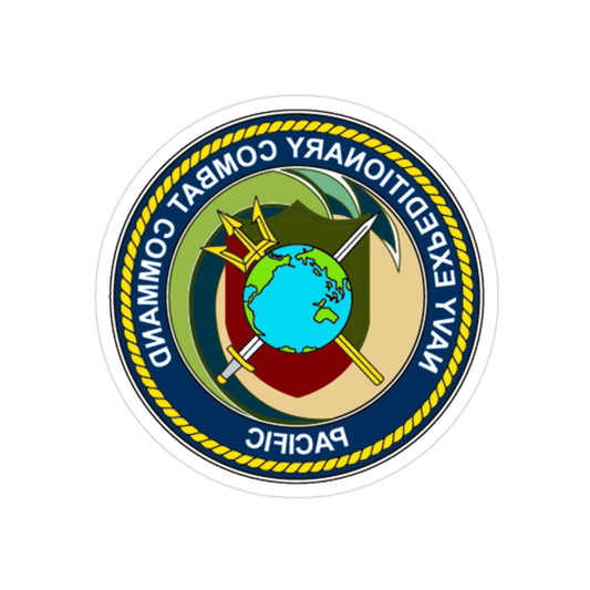 Navy Expeditionary Combat Command Pacific NECC Pacific (U.S. Navy) REVERSE PRINT Transparent STICKER-2" × 2"-The Sticker Space