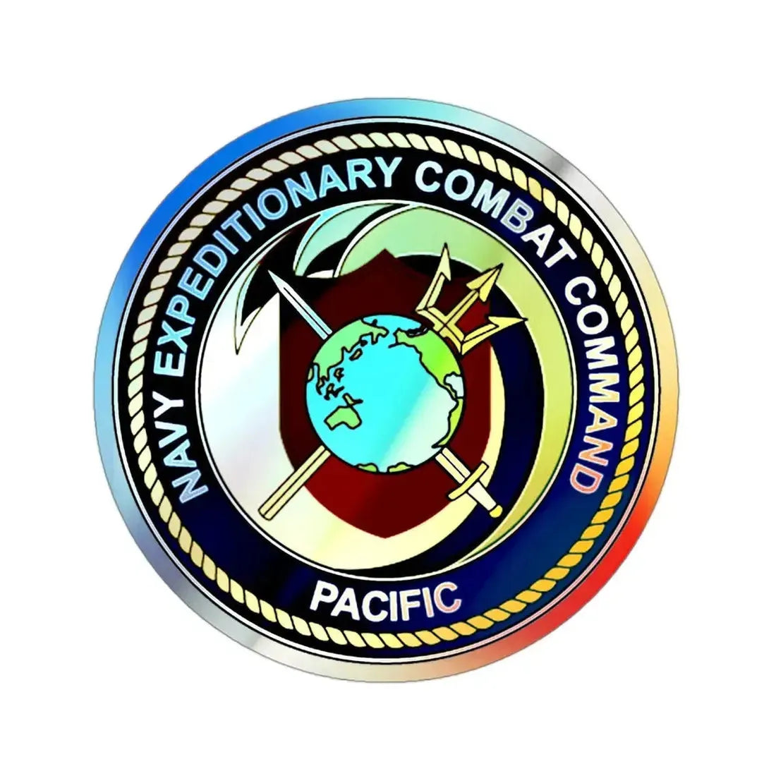Navy Expeditionary Combat Command Pacific NECC Pacific (U.S. Navy) Holographic STICKER Die-Cut Vinyl Decal 3 Inch Holographic - The Sticker Space