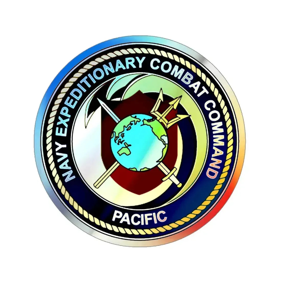 Navy Expeditionary Combat Command Pacific NECC Pacific (U.S. Navy) Holographic STICKER Die-Cut Vinyl Decal 4 Inch Holographic - The Sticker Space