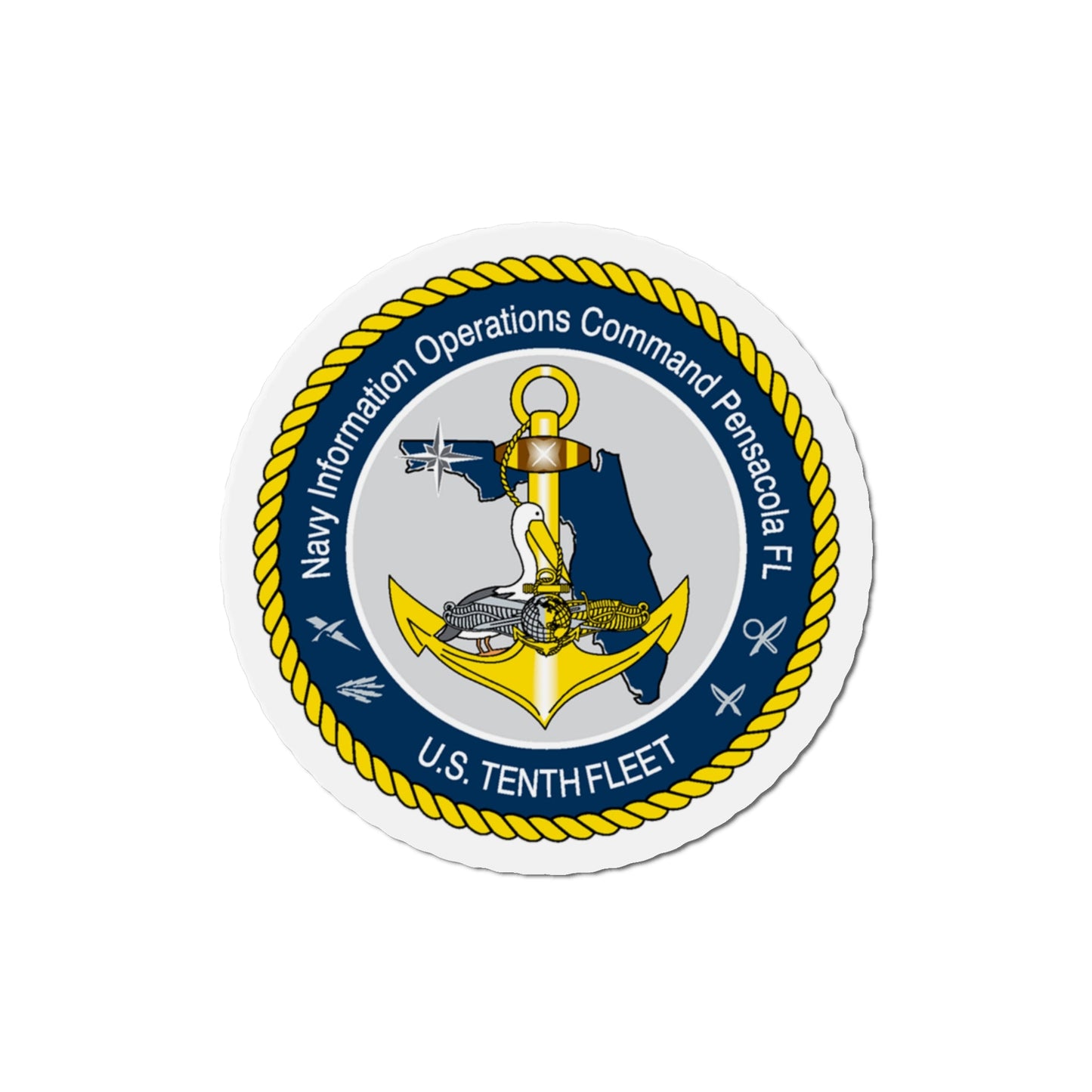 Navy Information Operations Command Pensacola FL US Tenth Fleet (U.S. Navy) Die-Cut Magnet-4" x 4"-The Sticker Space