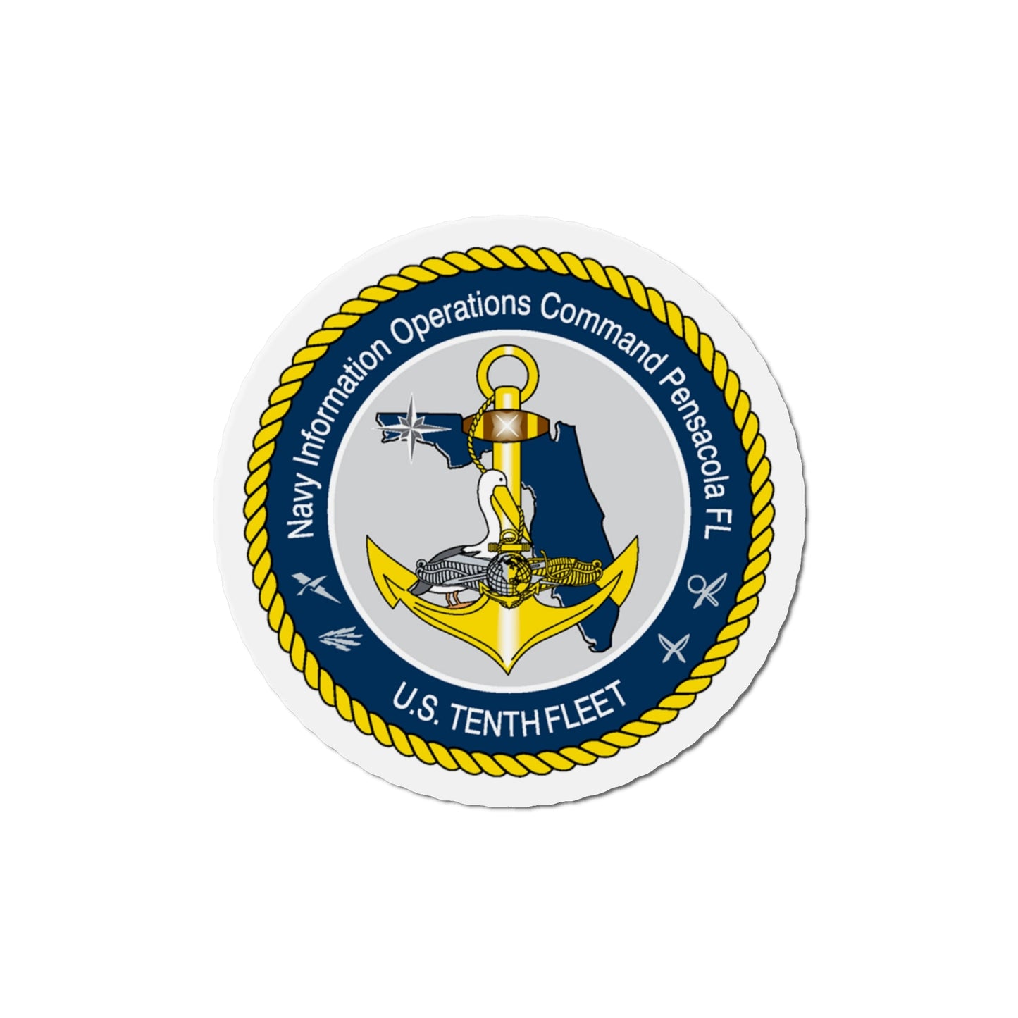 Navy Information Operations Command Pensacola FL US Tenth Fleet (U.S. Navy) Die-Cut Magnet-6 × 6"-The Sticker Space