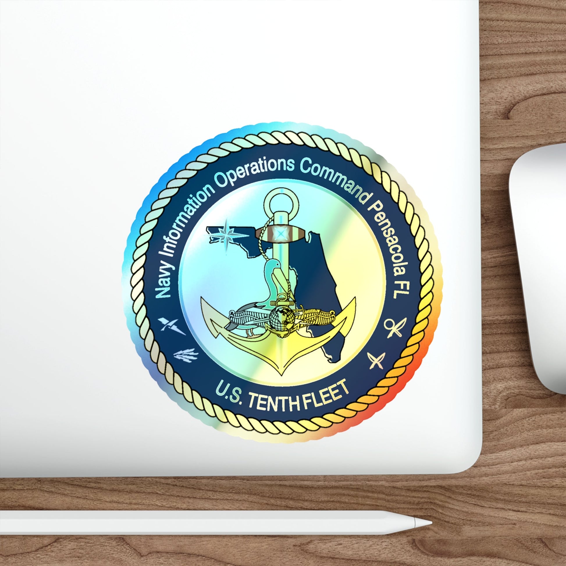 Navy Information Operations Command Pensacola FL US Tenth Fleet (U.S. Navy) Holographic STICKER Die-Cut Vinyl Decal-The Sticker Space