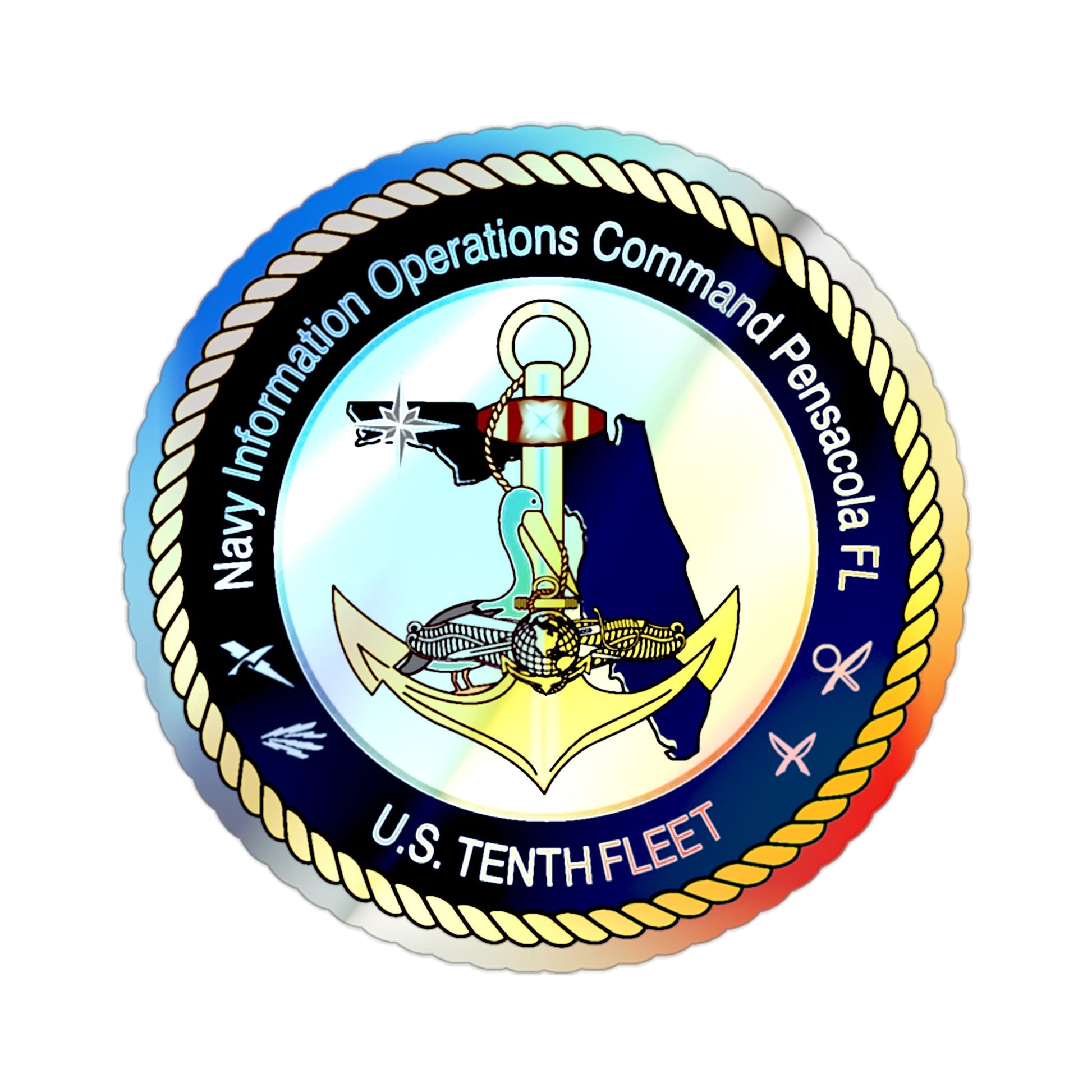 Navy Information Operations Command Pensacola FL US Tenth Fleet (U.S. Navy) Holographic STICKER Die-Cut Vinyl Decal-2 Inch-The Sticker Space