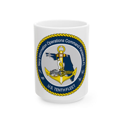 Navy Information Operations Command Pensacola FL US Tenth Fleet (U.S. Navy) White Coffee Mug-15oz-The Sticker Space