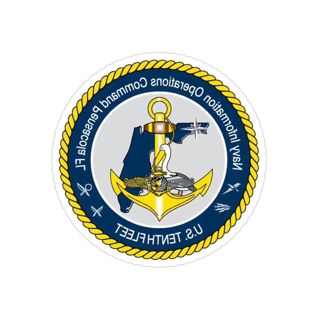 Navy Information Operations Command Pensacola FL US Tenth Fleet (U.S. Navy) REVERSE PRINT Transparent Die-Cut STICKER 3 Inch Die-Cut Transparent - The Sticker Space