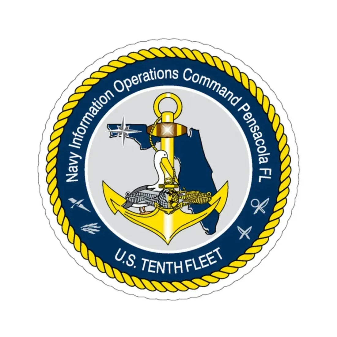 Navy Information Operations Command Pensacola FL US Tenth Fleet (U.S. Navy) STICKER Vinyl Kiss-Cut Decal 3 Inch White - The Sticker Space
