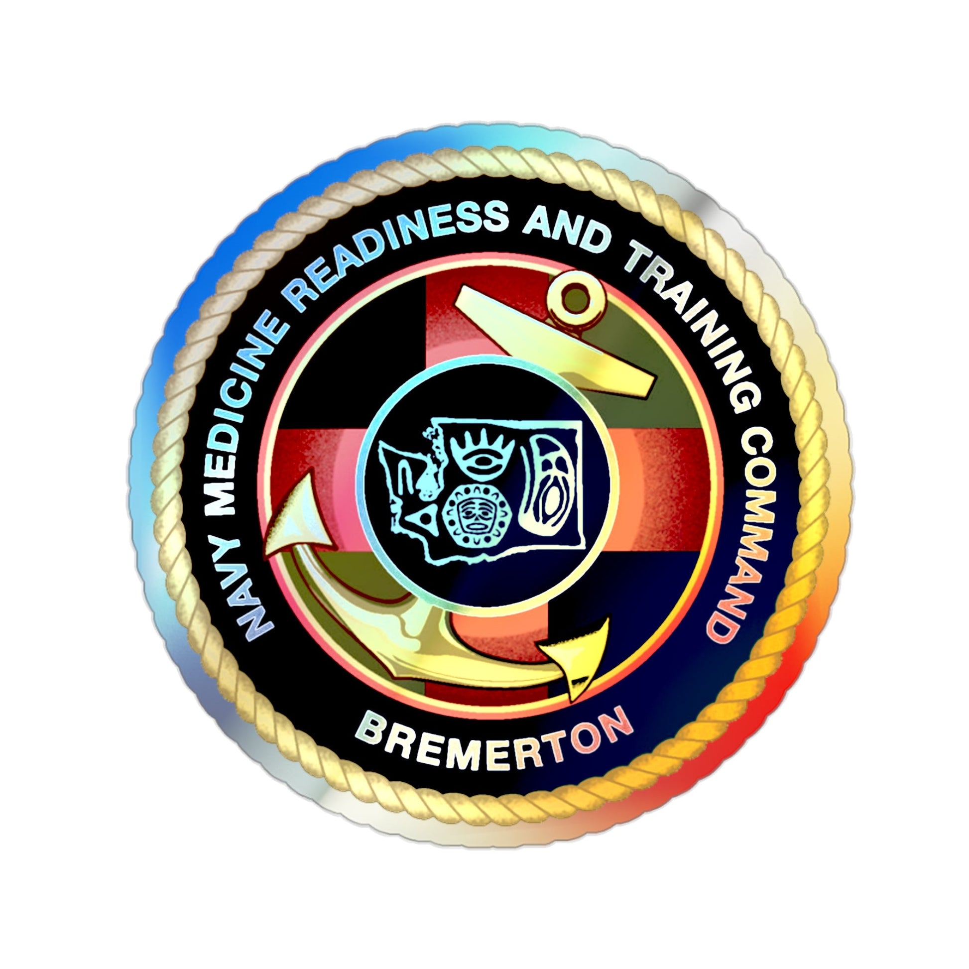 Navy Medicine Readiness and Training Command Bremerton (U.S. Navy) Holographic STICKER Die-Cut Vinyl Decal-2 Inch-The Sticker Space