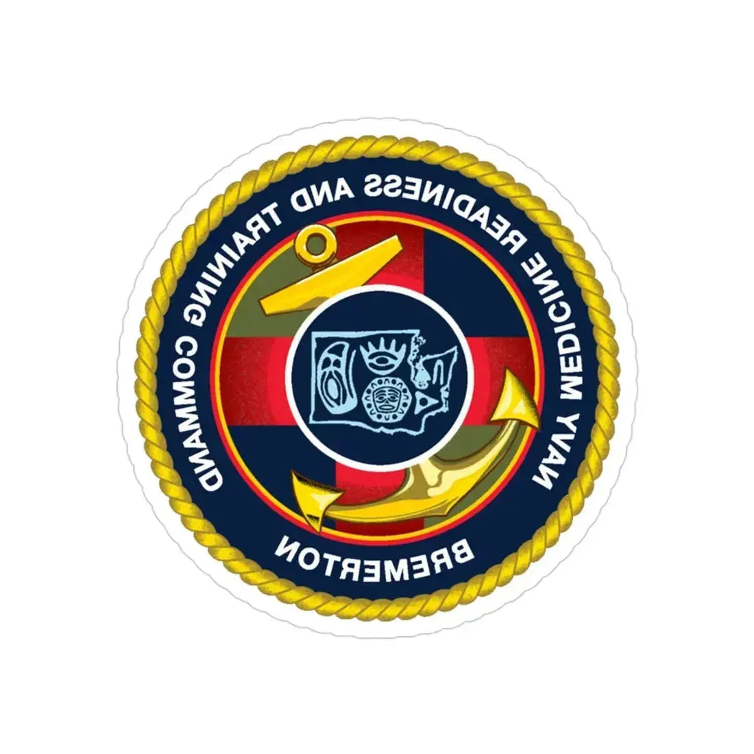 Navy Medicine Readiness and Training Command Bremerton (U.S. Navy) REVERSE PRINT Transparent Die-Cut STICKER 3 Inch Die-Cut Transparent - The Sticker Space