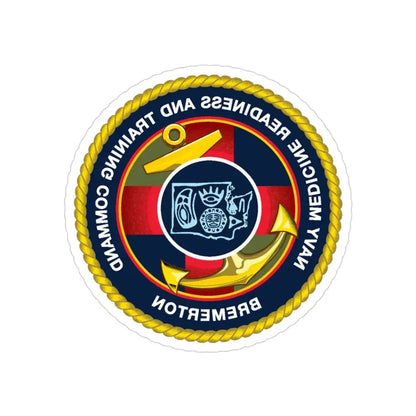 Navy Medicine Readiness and Training Command Bremerton (U.S. Navy) REVERSE PRINT Transparent Die-Cut STICKER 3 Inch Die-Cut Transparent - The Sticker Space