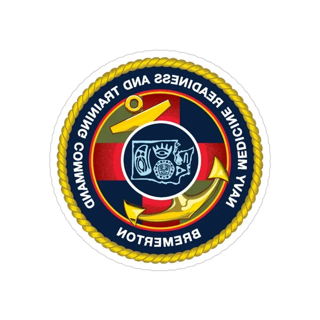 Navy Medicine Readiness and Training Command Bremerton (U.S. Navy) REVERSE PRINT Transparent Die-Cut STICKER 6 Inch Die-Cut Transparent - The Sticker Space