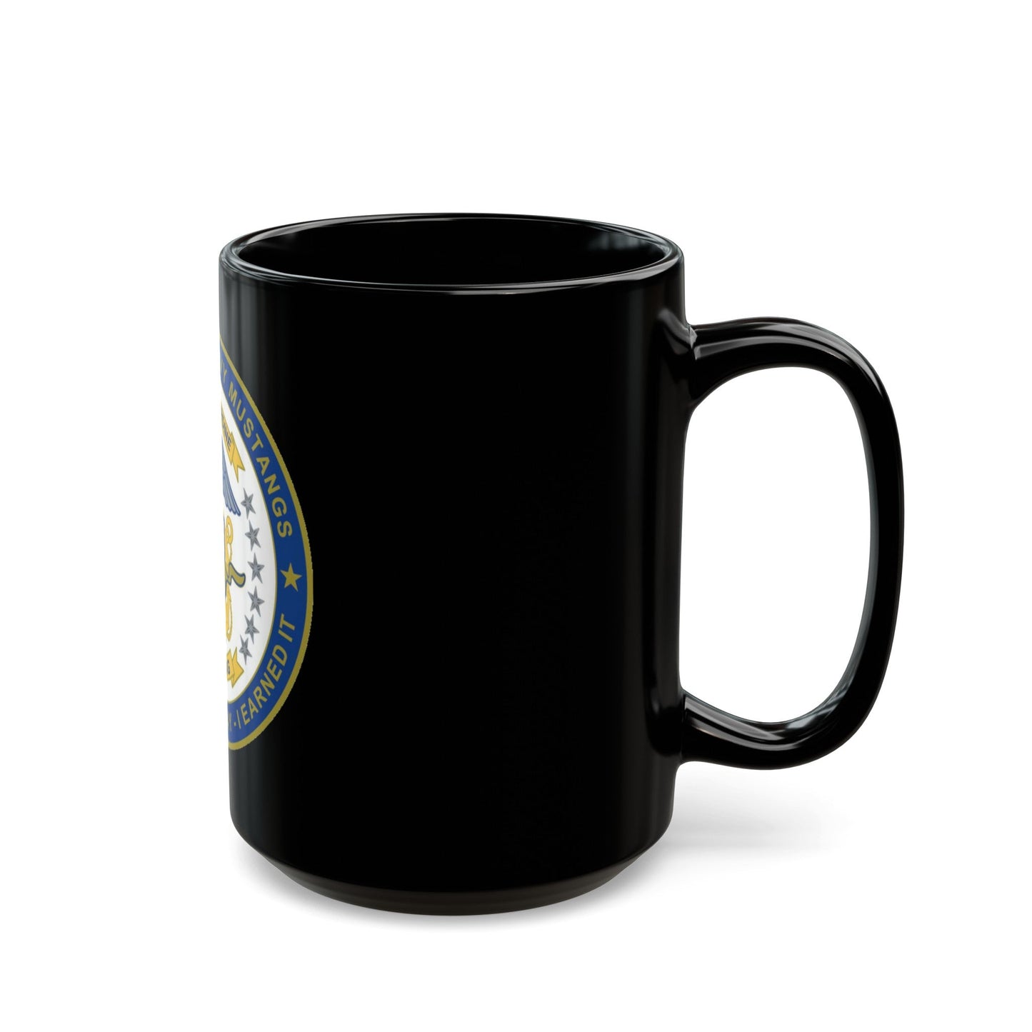 Navy Mustang I did it the hard way I earned it (U.S. Navy) Black Coffee Mug-The Sticker Space