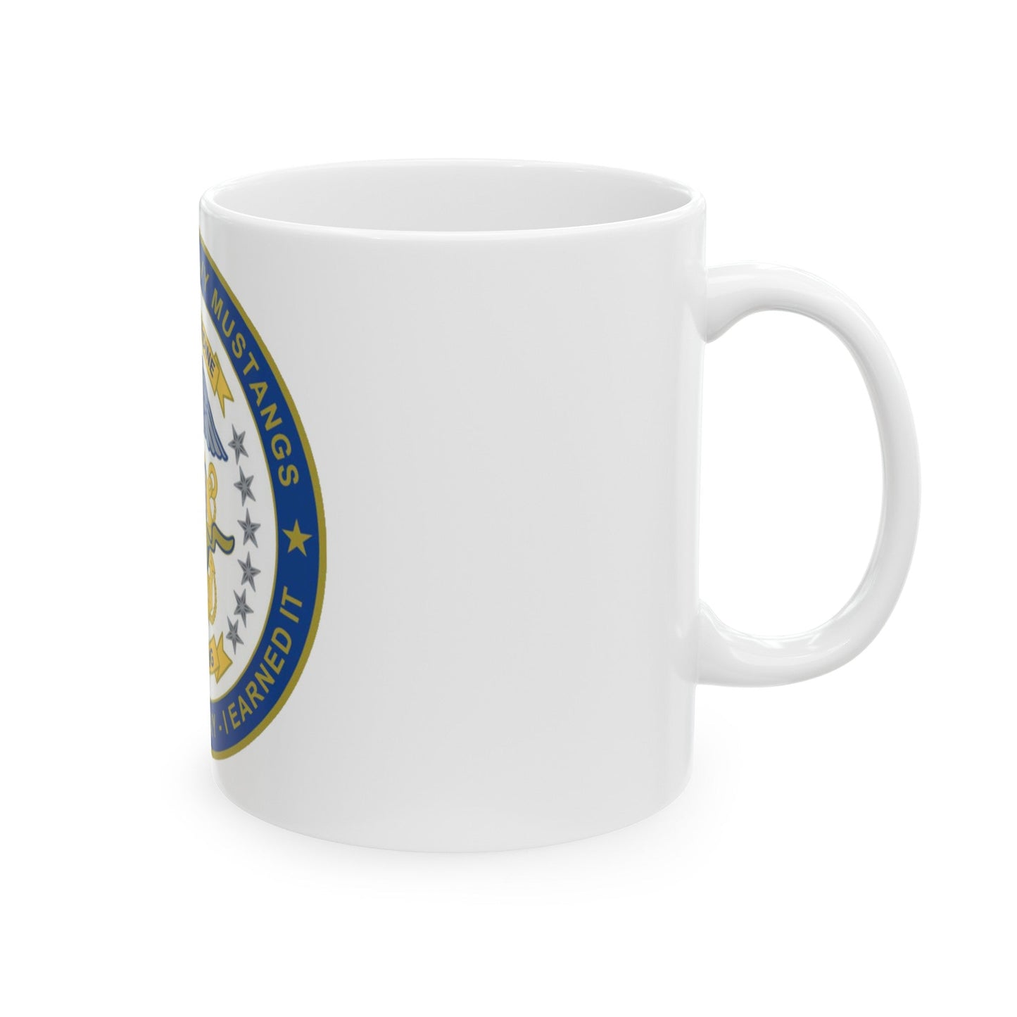 Navy Mustang I did it the hard way I earned it (U.S. Navy) White Coffee Mug-The Sticker Space