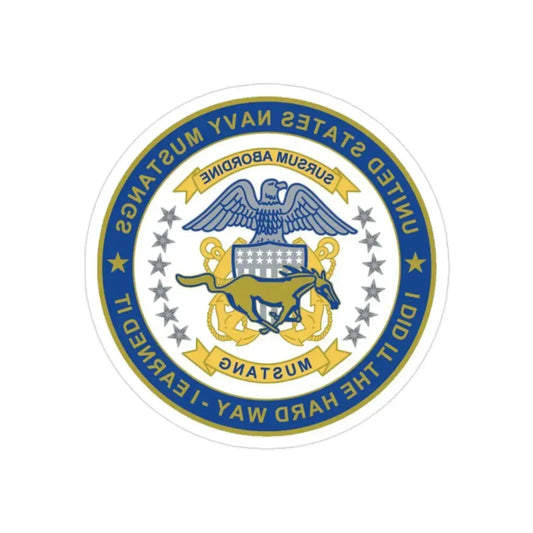 Navy Mustang I did it the hard way I earned it (U.S. Navy) REVERSE PRINT Transparent Die-Cut STICKER 2 Inch Die-Cut Transparent - The Sticker Space
