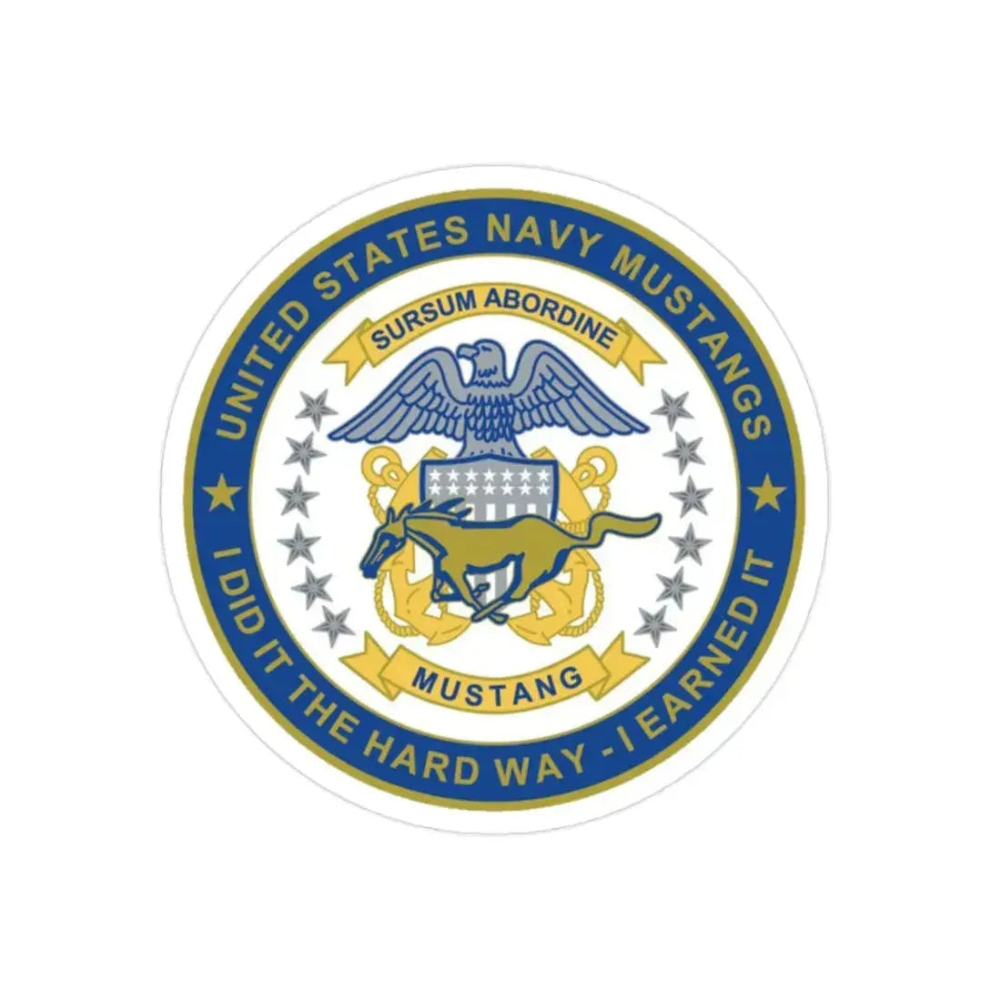 Navy Mustang I Did It The Hard Way I Earned It (U.S. Navy) Transparent STICKER Die-Cut Vinyl Decal 2 Inch - The Sticker Space