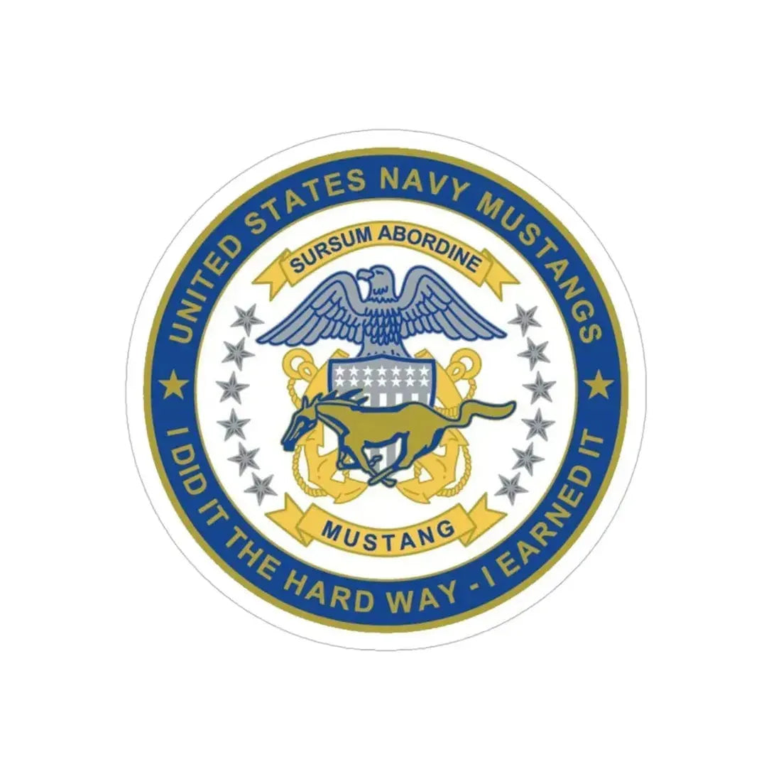 Navy Mustang I Did It The Hard Way I Earned It (U.S. Navy) Transparent STICKER Die-Cut Vinyl Decal 4 Inch - The Sticker Space