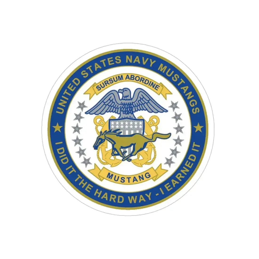 Navy Mustang I Did It The Hard Way I Earned It (U.S. Navy) Transparent STICKER Die-Cut Vinyl Decal 5 Inch - The Sticker Space