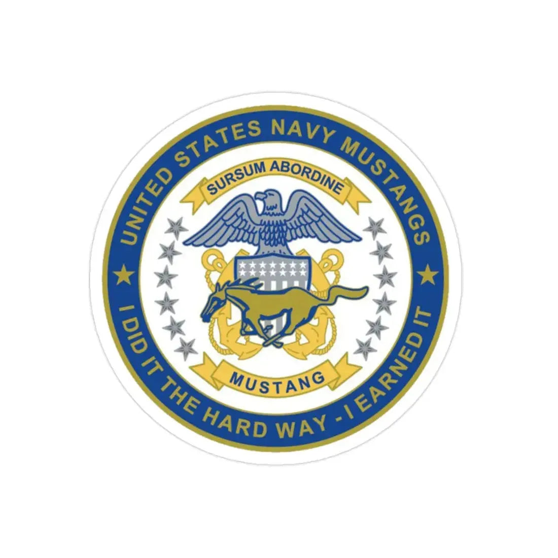 Navy Mustang I Did It The Hard Way I Earned It (U.S. Navy) Transparent STICKER Die-Cut Vinyl Decal - The Sticker Space