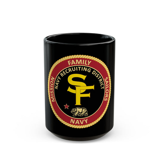 Navy Recruiting District San Francisco (U.S. Navy) Black Coffee Mug-15oz-The Sticker Space