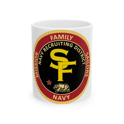 Navy Recruiting District San Francisco (U.S. Navy) White Coffee Mug-11oz-The Sticker Space