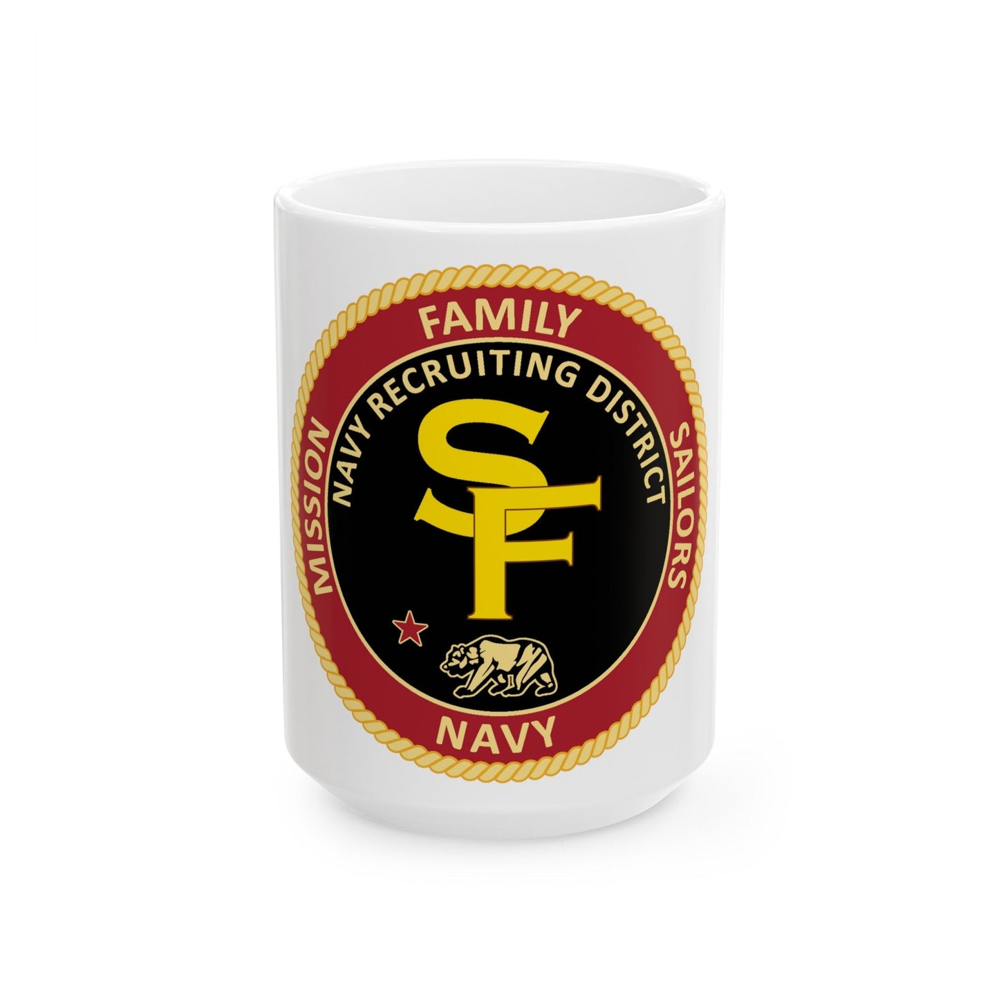 Navy Recruiting District San Francisco (U.S. Navy) White Coffee Mug-15oz-The Sticker Space