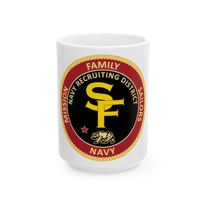 Navy Recruiting District San Francisco (U.S. Navy) White Coffee Mug-15oz-The Sticker Space