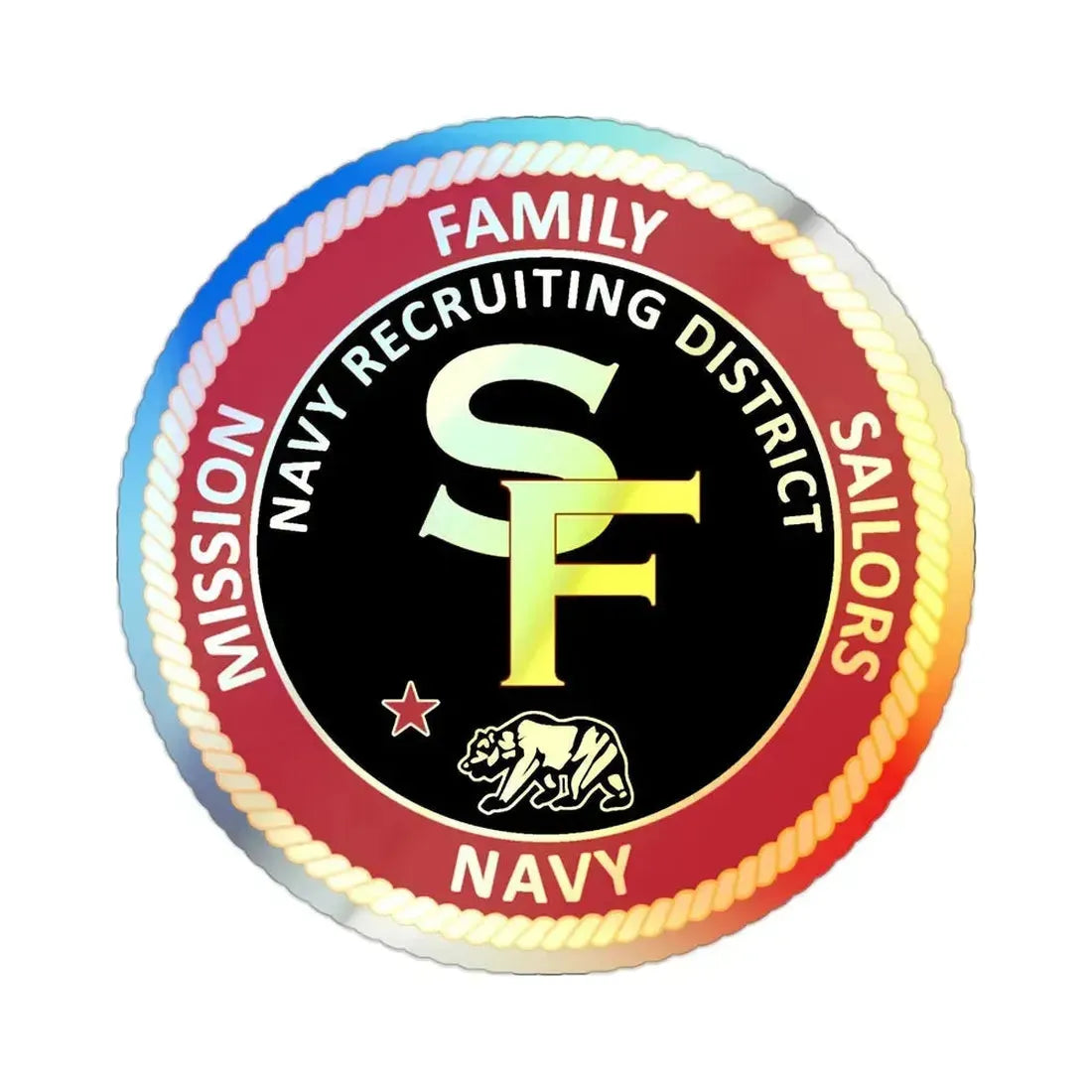 Navy Recruiting District San Francisco (U.S. Navy) Holographic STICKER Die-Cut Vinyl Decal 2 Inch Holographic - The Sticker Space
