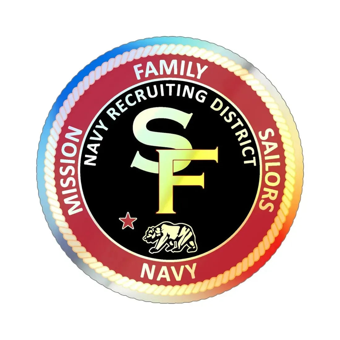 Navy Recruiting District San Francisco (U.S. Navy) Holographic STICKER Die-Cut Vinyl Decal - The Sticker Space
