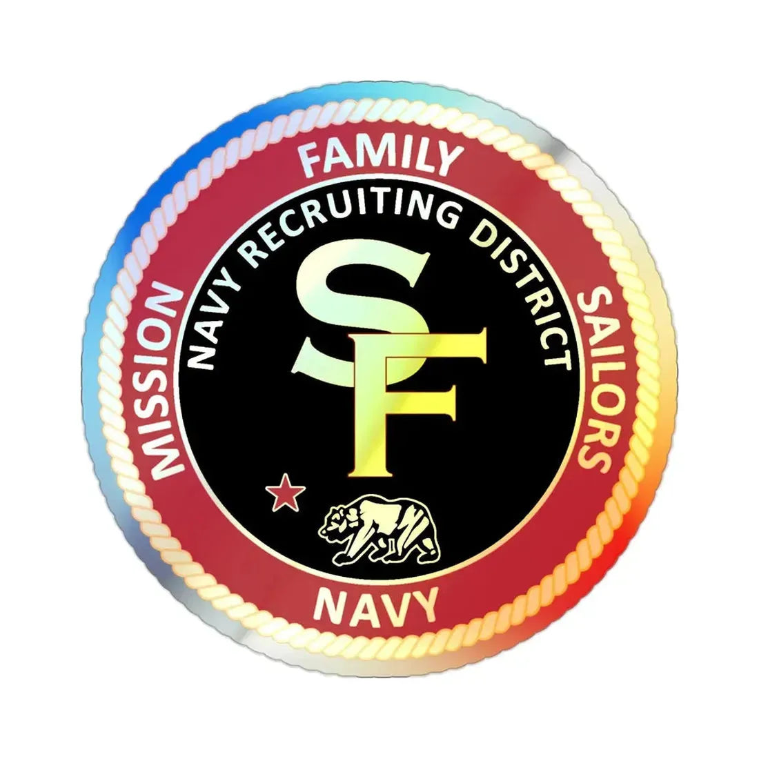 Navy Recruiting District San Francisco (U.S. Navy) Holographic STICKER Die-Cut Vinyl Decal - The Sticker Space