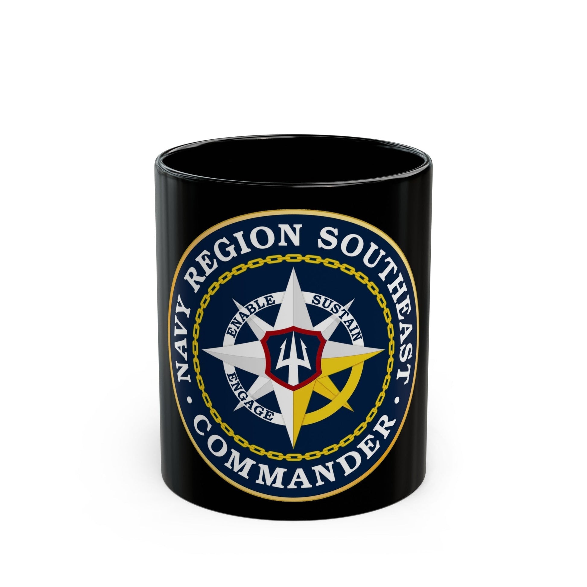 Navy Region Southeast (U.S. Navy) Black Coffee Mug-11oz-The Sticker Space