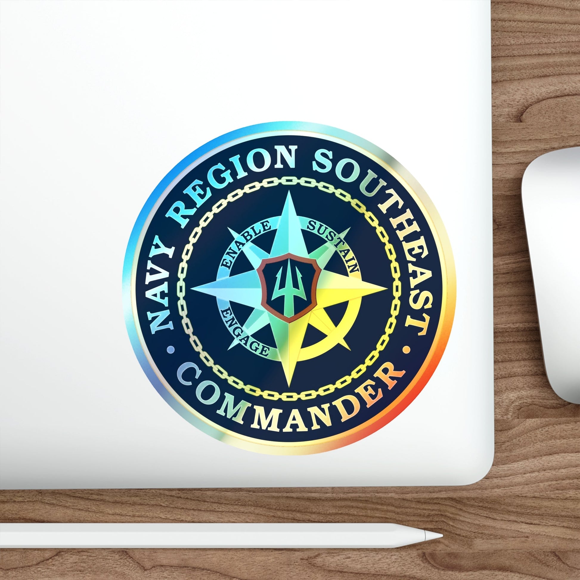 Navy Region Southeast (U.S. Navy) Holographic STICKER Die-Cut Vinyl Decal-The Sticker Space