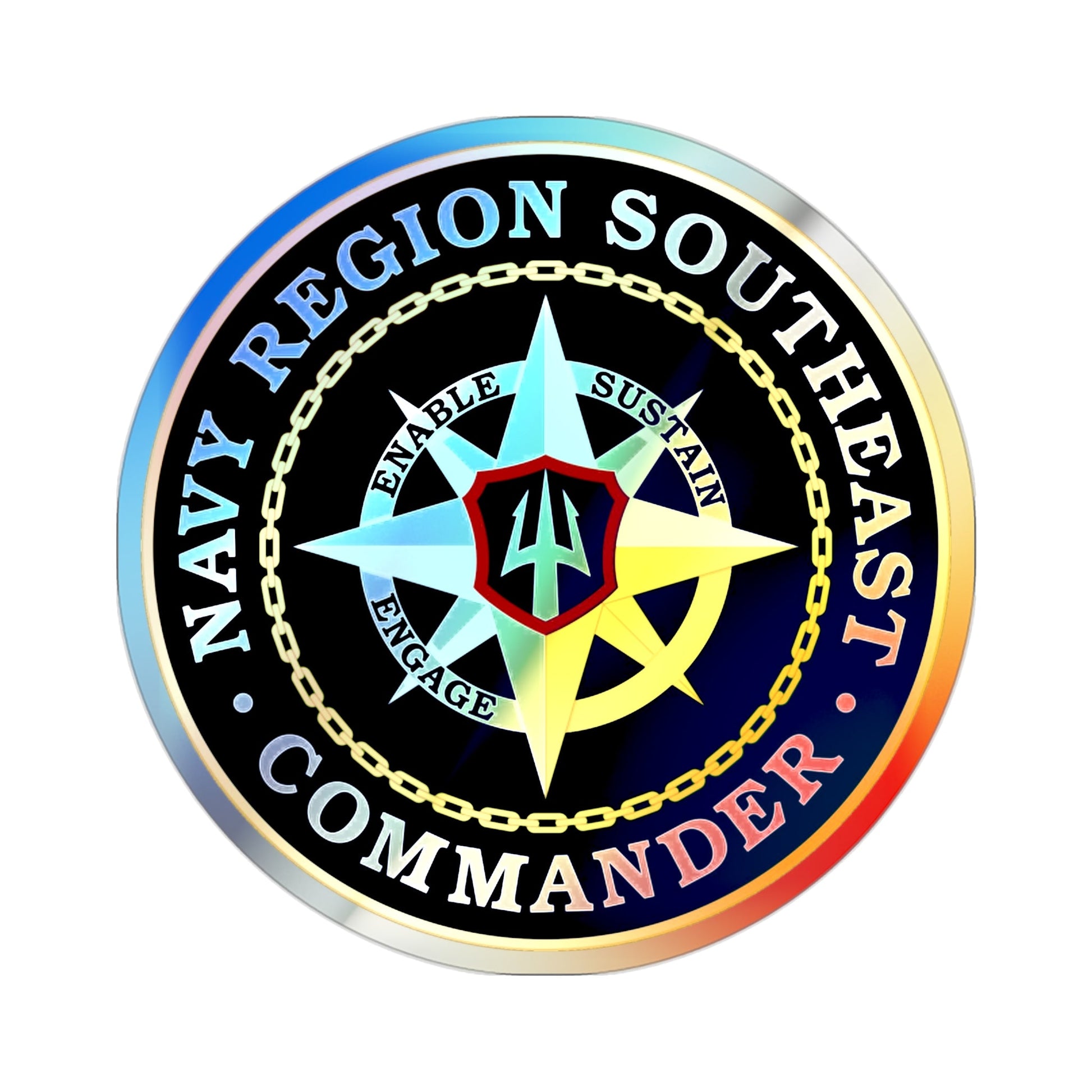 Navy Region Southeast (U.S. Navy) Holographic STICKER Die-Cut Vinyl Decal-2 Inch-The Sticker Space