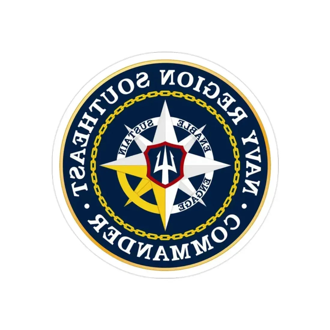 Navy Region Southeast (U.S. Navy) REVERSE PRINT Transparent Die-Cut STICKER 2 Inch Die-Cut Transparent - The Sticker Space