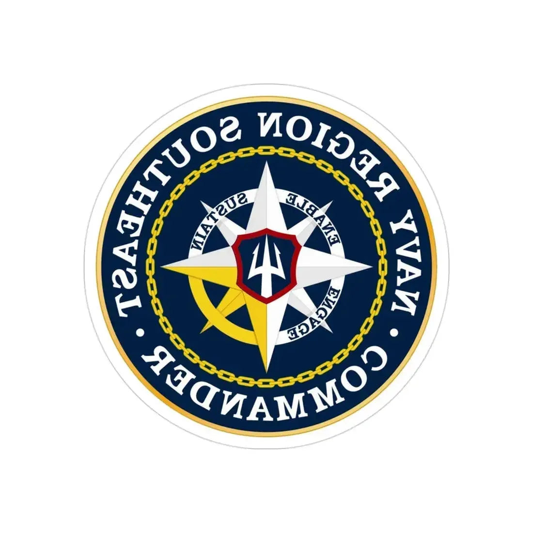Navy Region Southeast (U.S. Navy) REVERSE PRINT Transparent Die-Cut STICKER 3 Inch Die-Cut Transparent - The Sticker Space